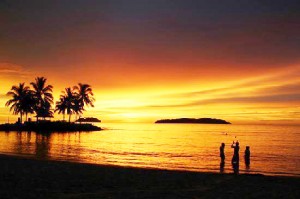 sunset at Tanjung Aru Beach