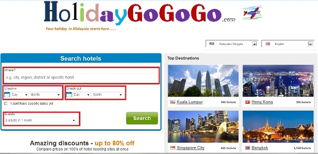 hotel booking step 1