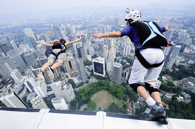 Base jump from KL tower