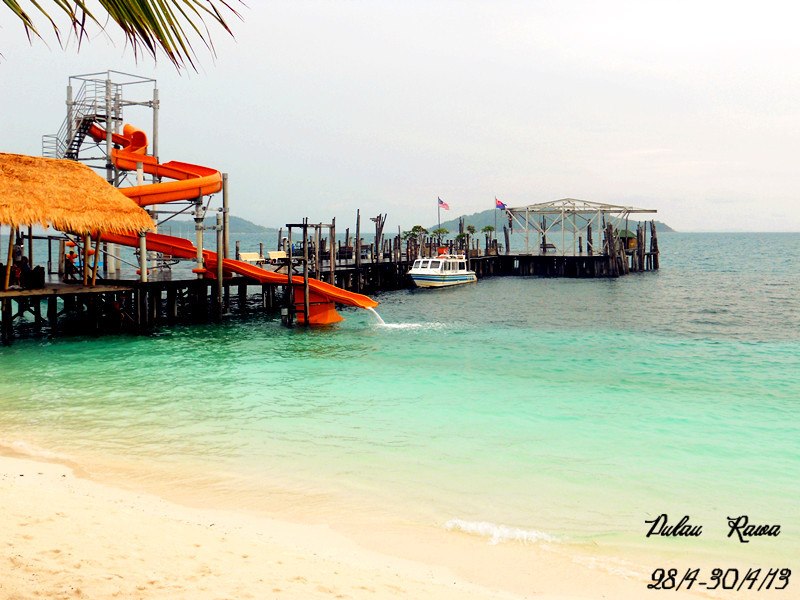 Rawa Island water chute view from beach