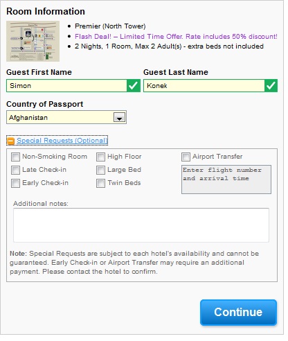 hotel booking step 4.2