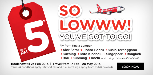 airasia RM5 ticket promotion