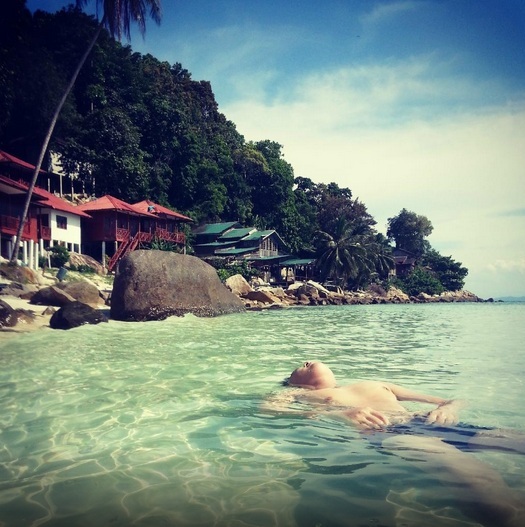 Swimming in front of Senja Bay Resort