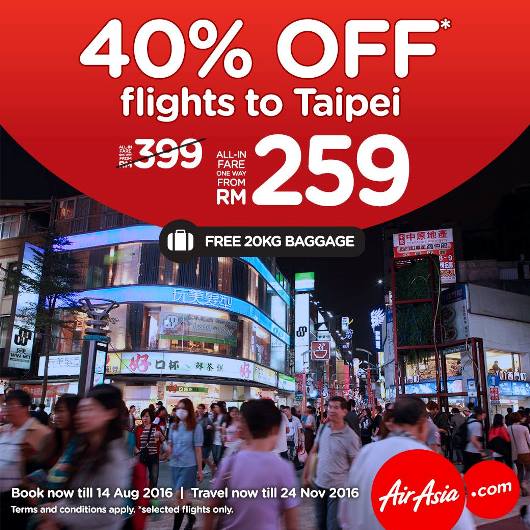 Air Asia promotion flight ticket to Taipei