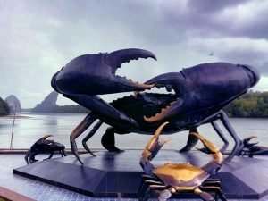 Black crab statue