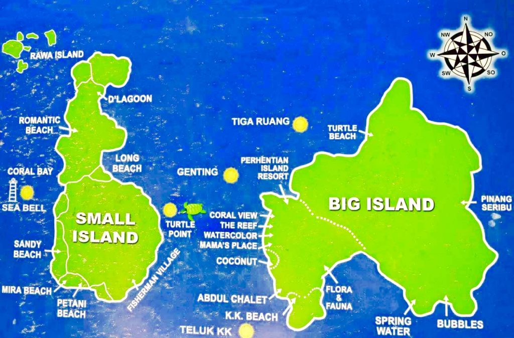 full map of both perhentian islands