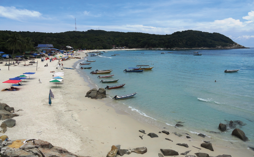 Long beach is busy and lots of activity at perhentian island