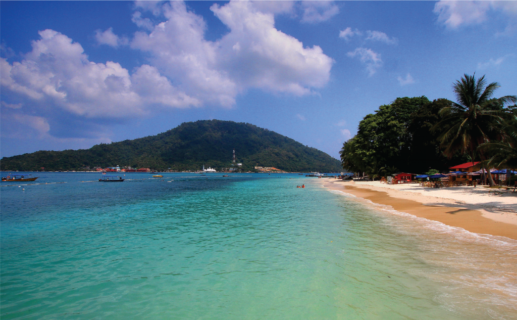perhentian besar at a distance with beach 