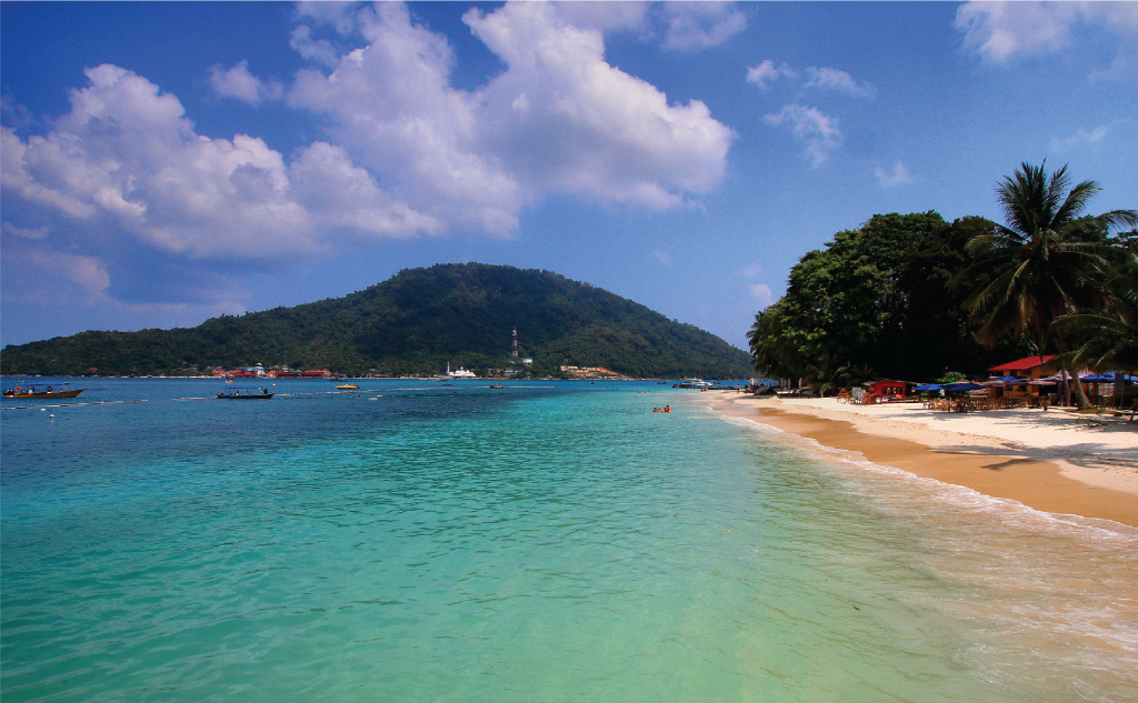 perhentian besar at a distance with beach