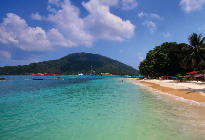 perhentian besar at a distance with beach