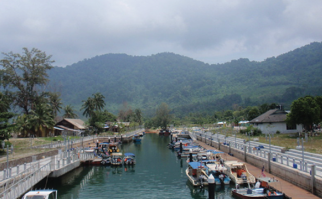 Kampung tekek backdrop mountains Pulau Tioman