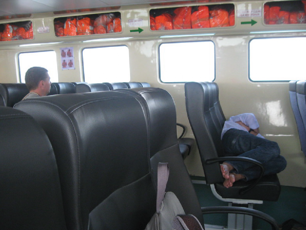 inside the ferry pulau tioman