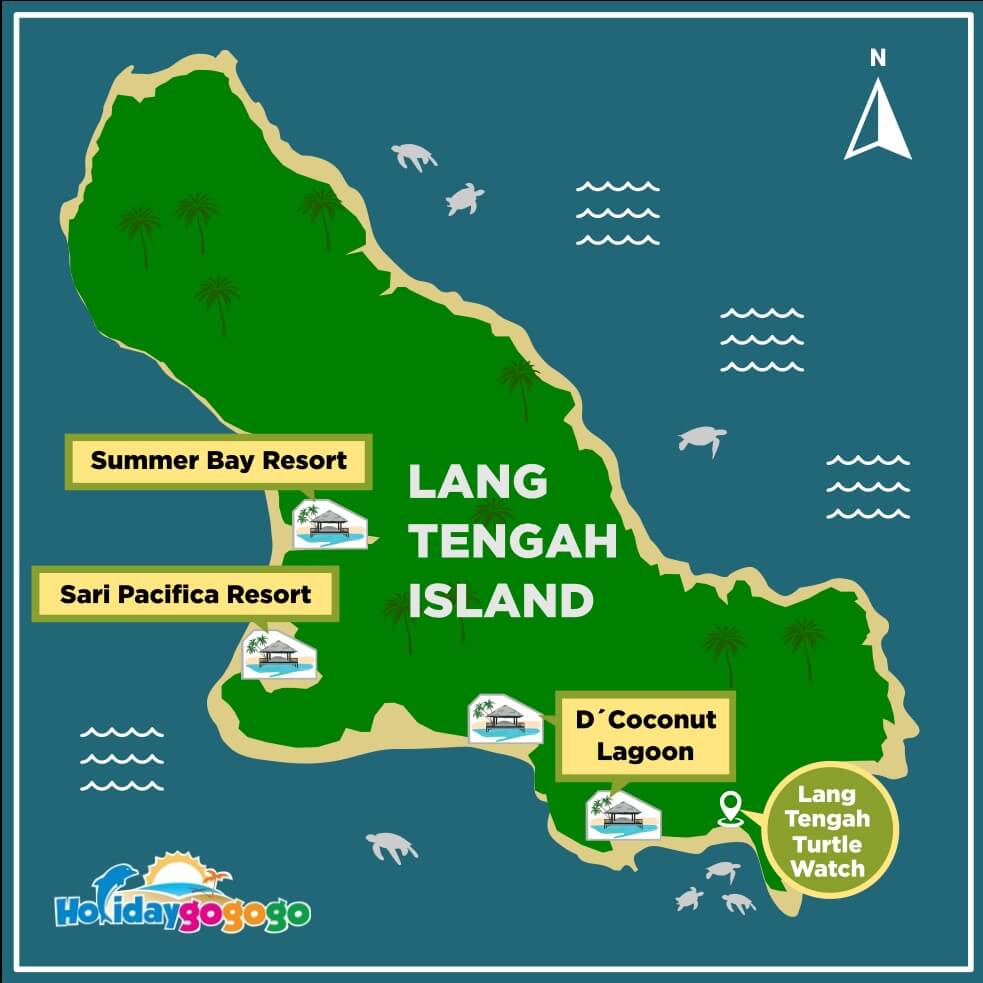 map of all 3 resorts on Lang Tengah