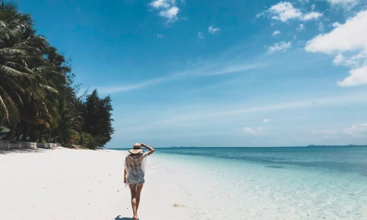 pulau besar girl on beach