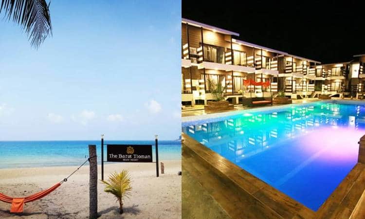 Beachfront and night view at Barat Tioman Beach Resort