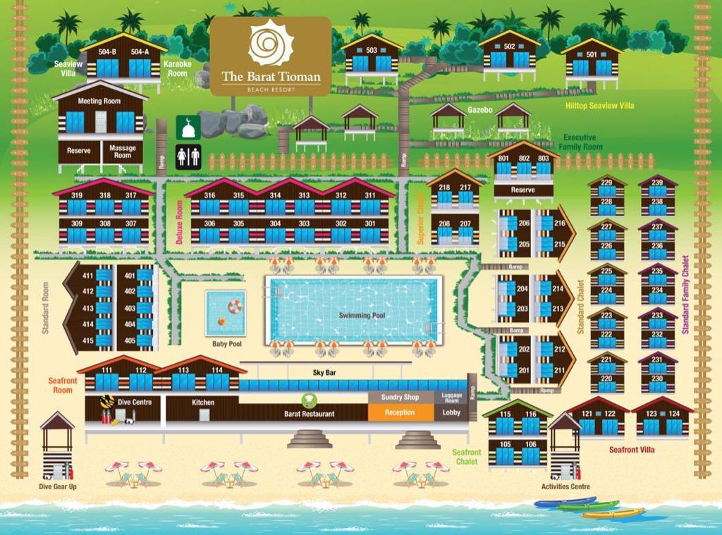 Barat Tioman Resort Map