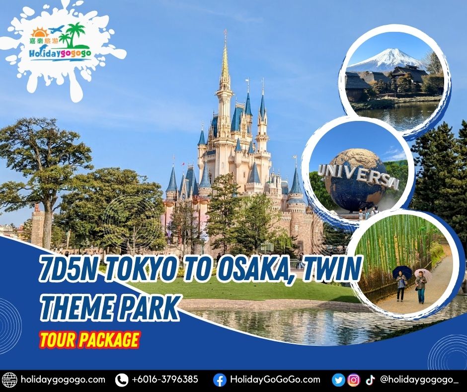 7d5n Tokyo to Osaka, Twin Theme Park Tour Package
