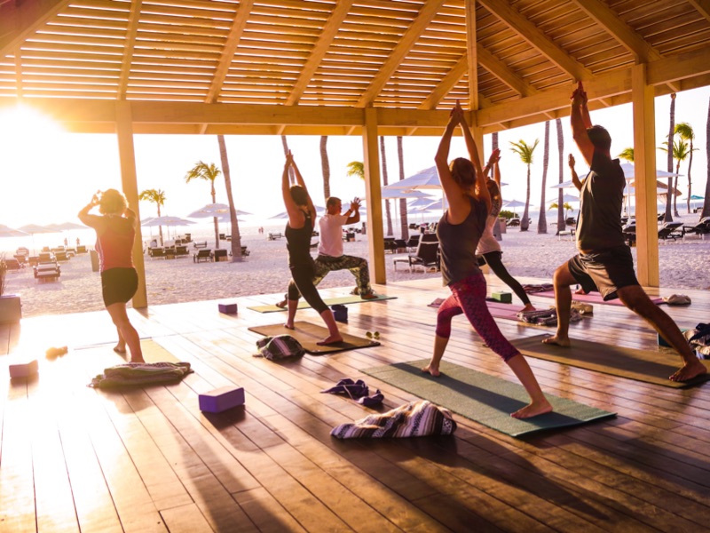 Yoga at the beach deck