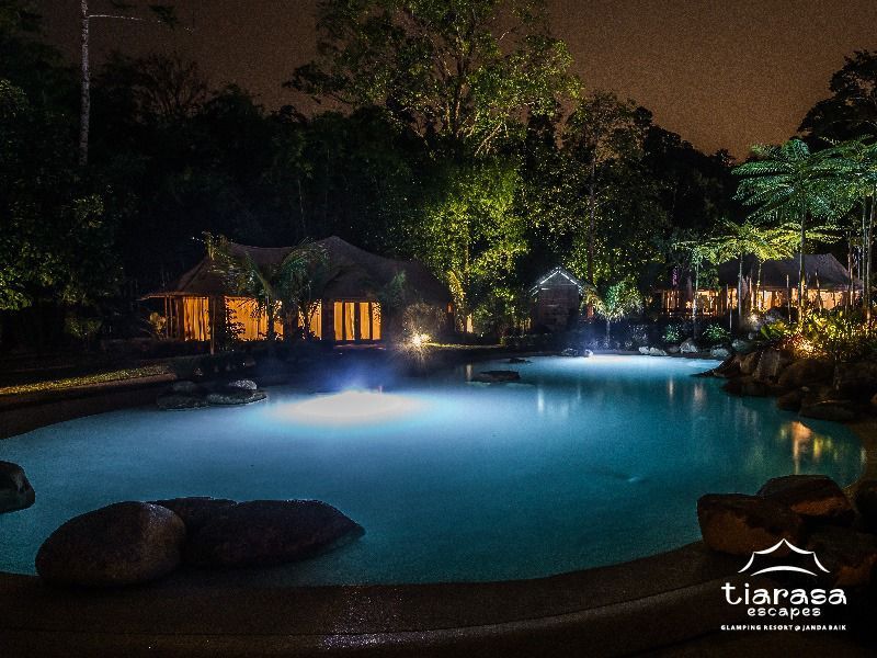 Night view of swimming pool