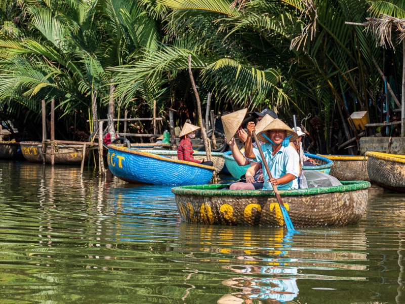 boat ride to Cam Thanh Water Coconut Village