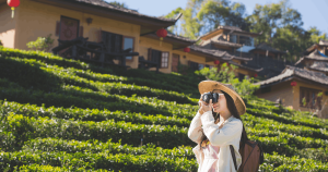 girl taking photo in vietnam