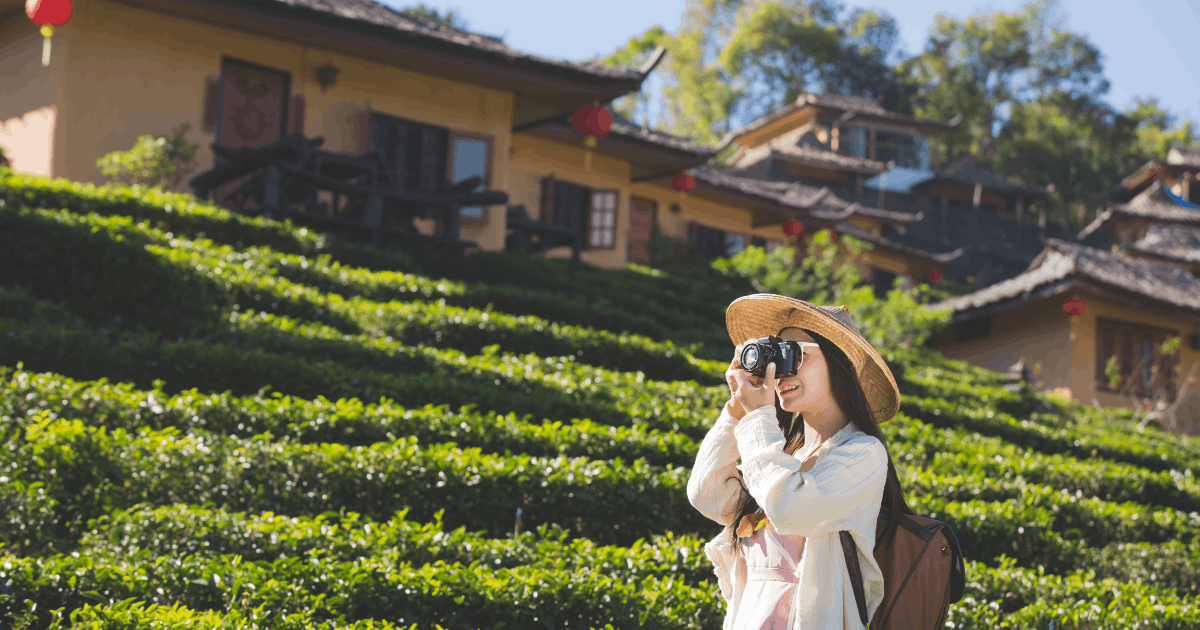 girl taking photo in vietnam