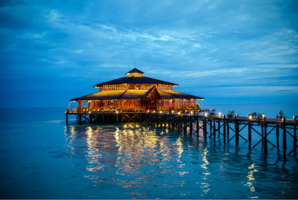 Lankayan Island Dive Resort Restaurant night view