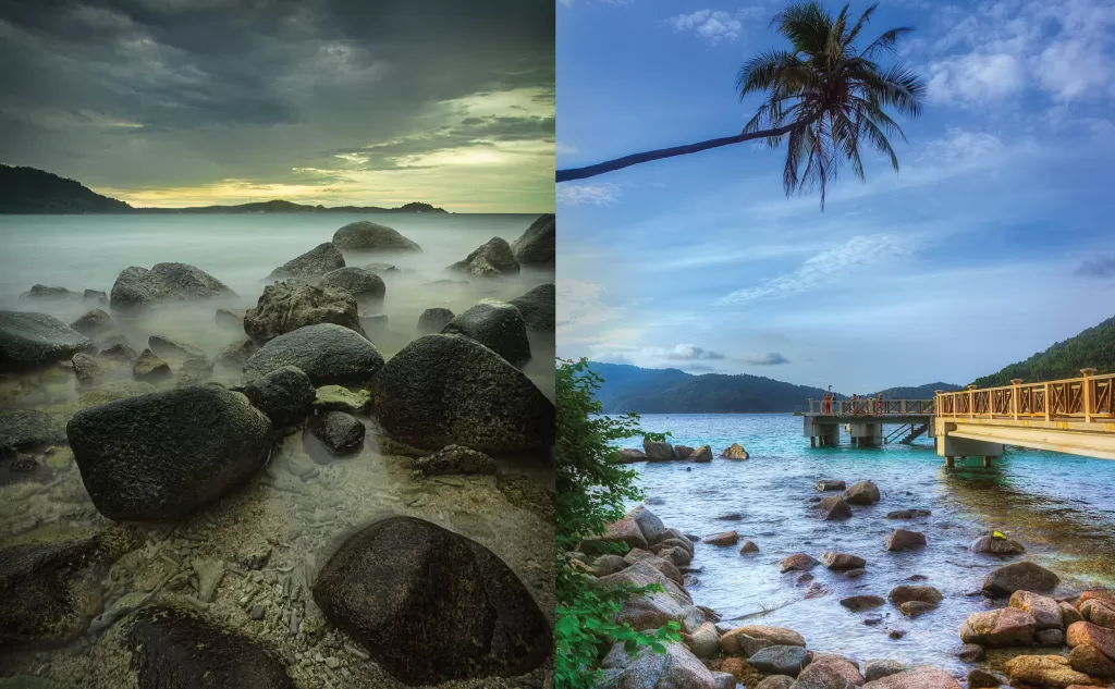 rocks near the shore, beautiful scenes